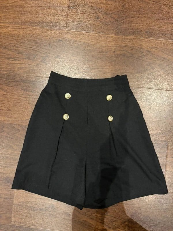 Black Elegant Shorts with Golden Buttons