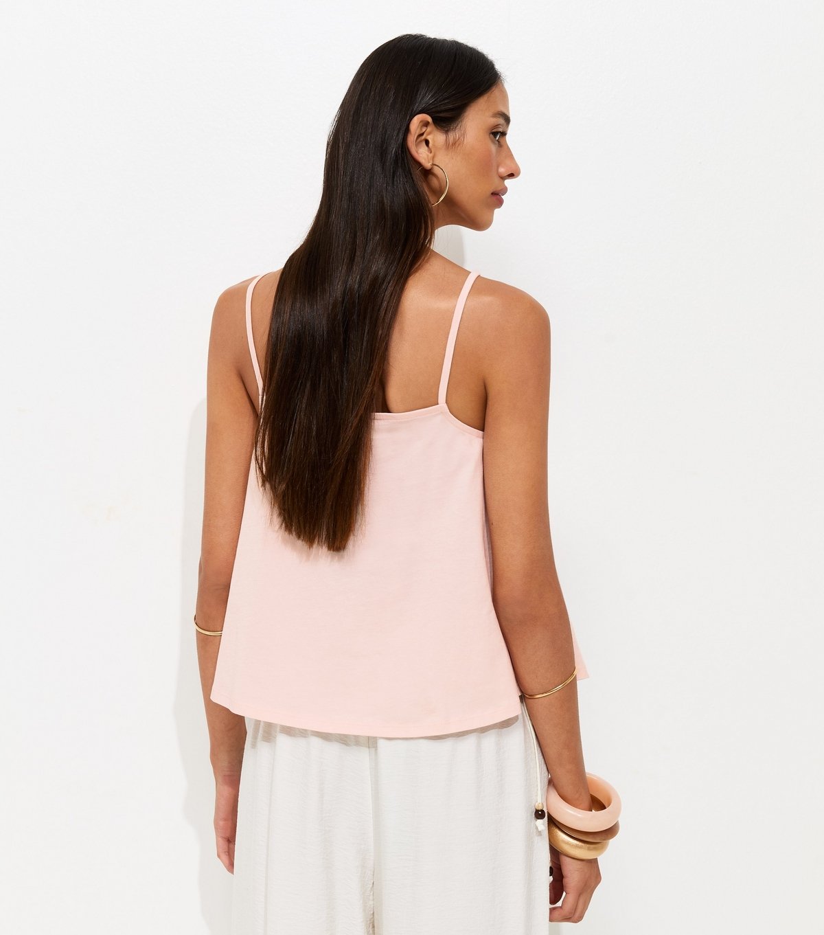 New Look Women's Light Pink Lace Trim V-Neck Cami Top New Look - 4