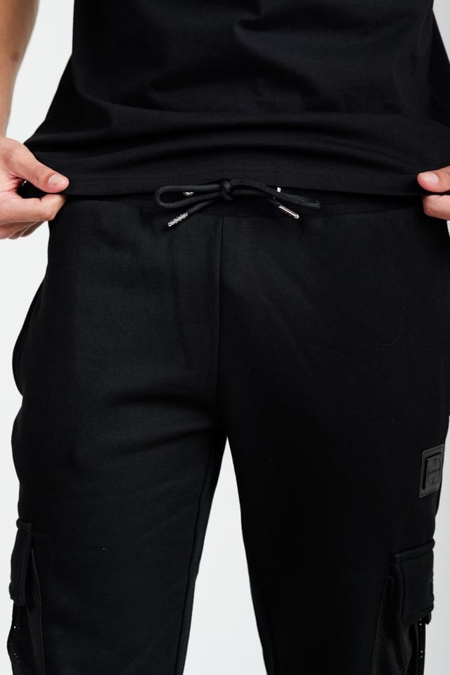Foray Foray Men's Multi Pocket Utility Cargo Joggers in Black - 3