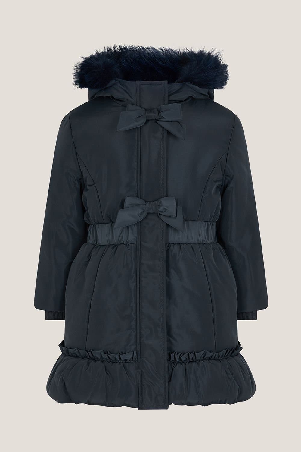 Monsoon Monsoon Women's Frill Bow Hooded Coat Blue