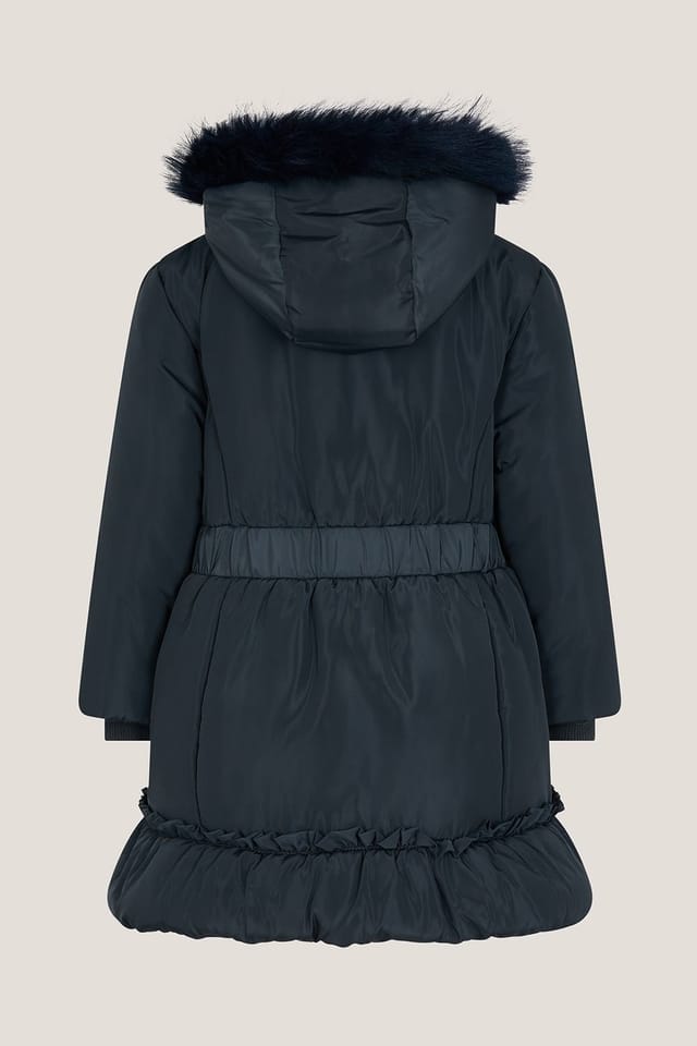 Monsoon Monsoon Women's Frill Bow Hooded Coat Blue - 2