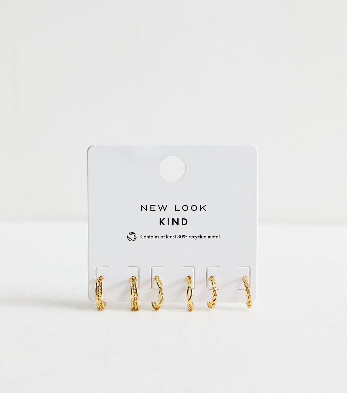 New Look Pack of 3 Gold Tone Mini Twist Hoop Earrings New Look