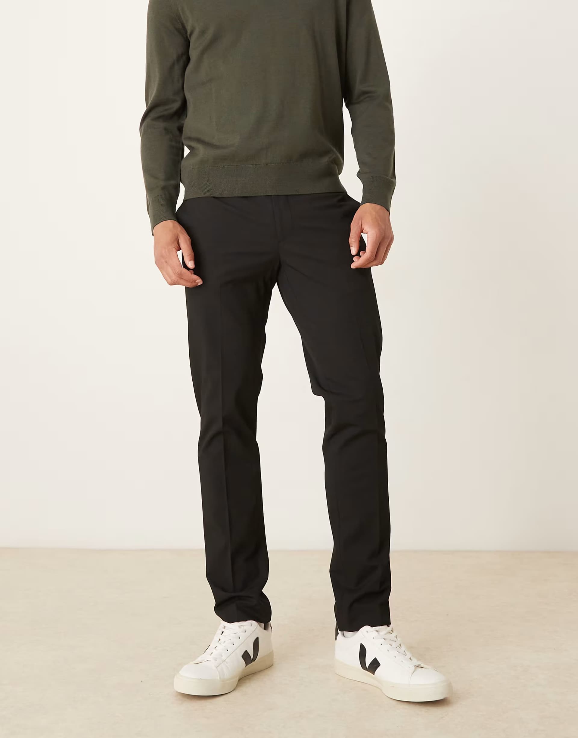 ASOS Mango slim fit trousers in black