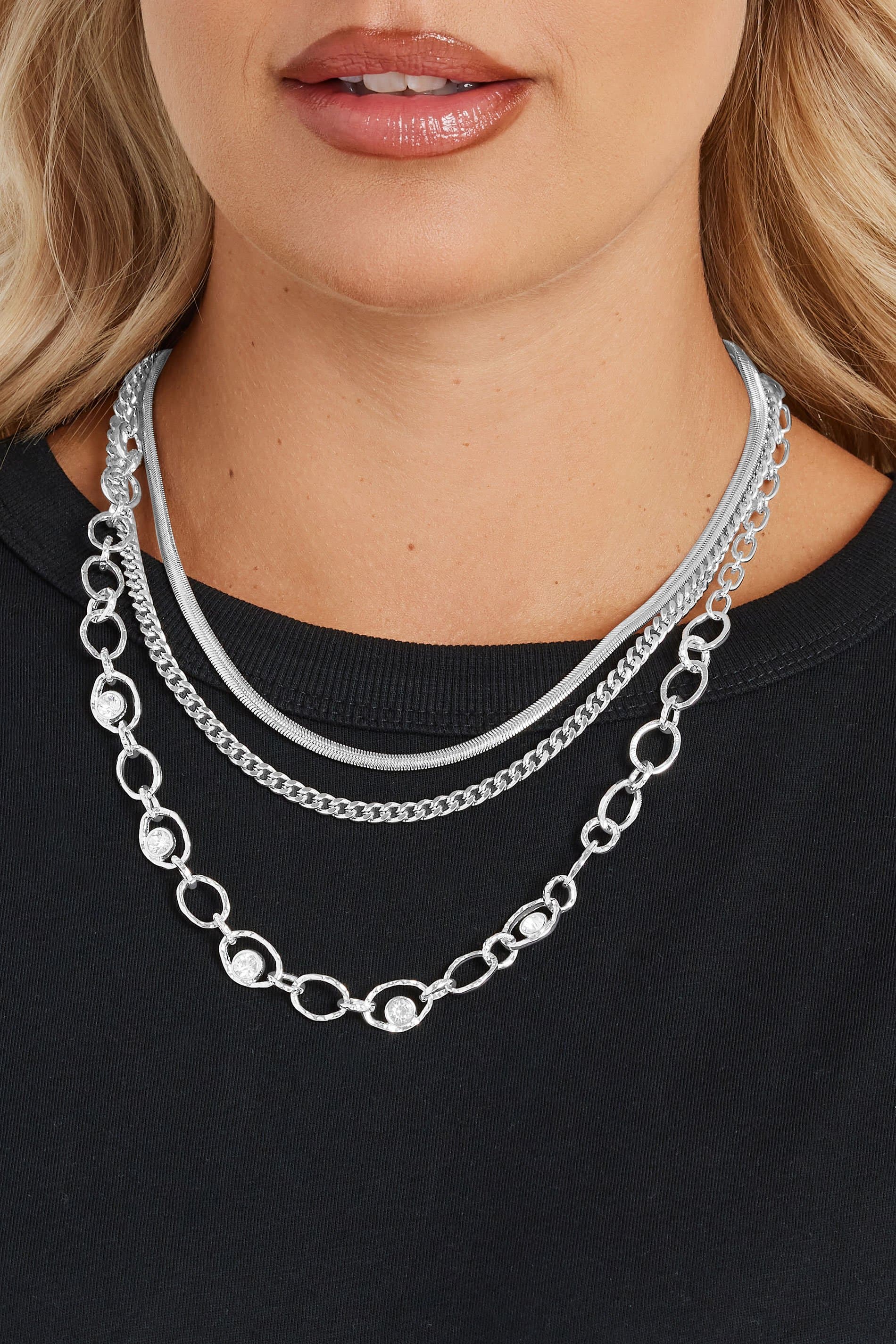 Yours Silver Tone Double Layer Tear Drop Necklace