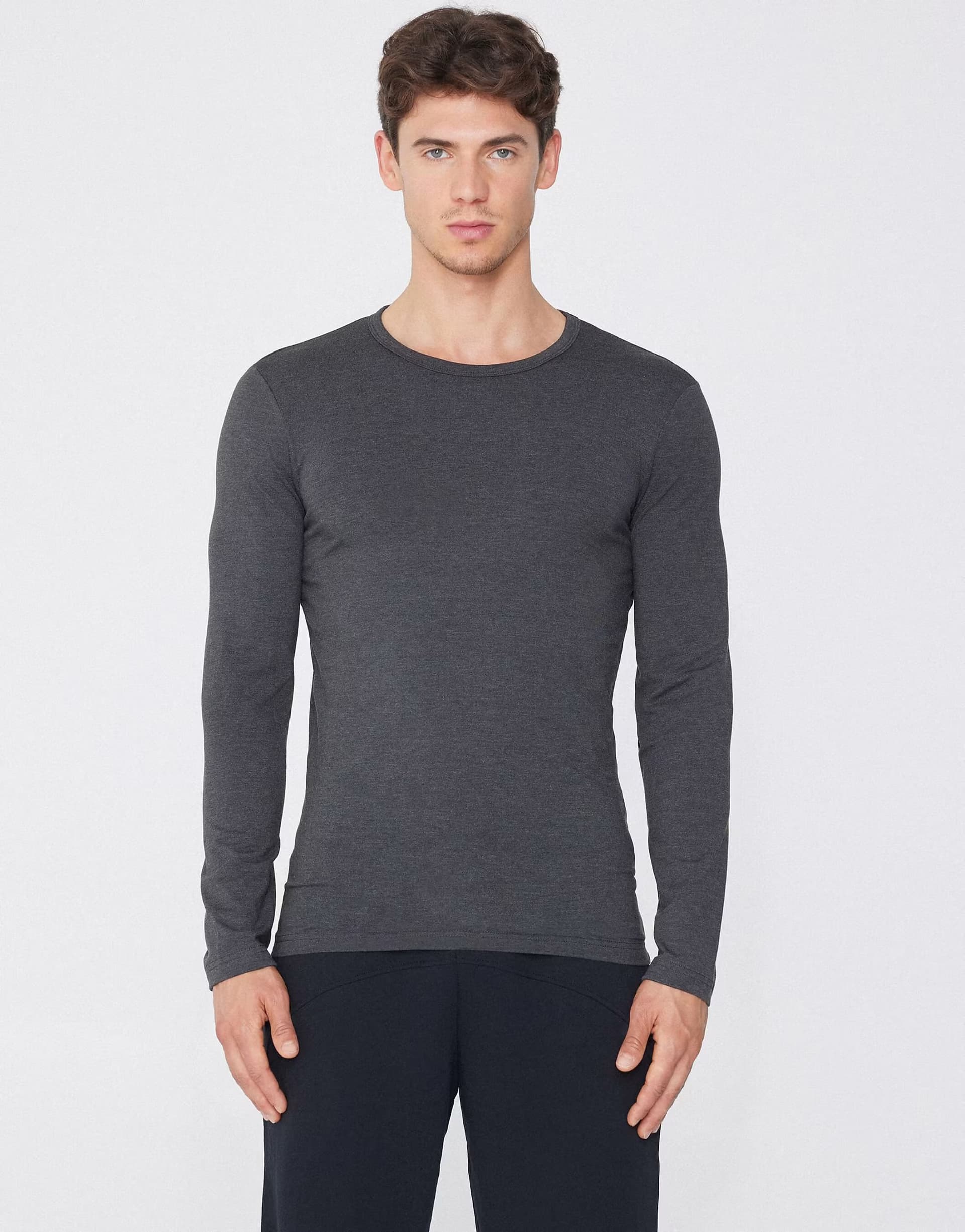 ASOS Tezenis Long-sleeve round-neck thermal top in grey melange