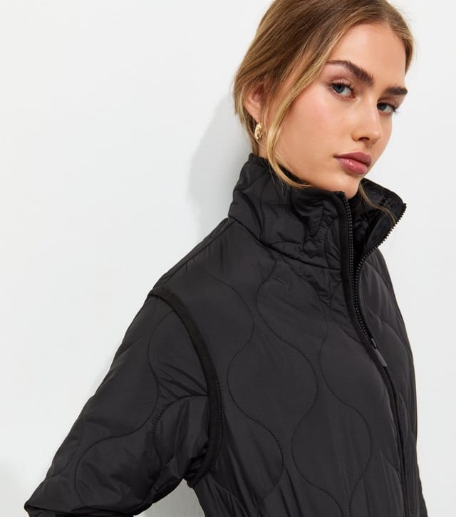 New Look Women's Black Quilted High Neck Jacket New Look - 2