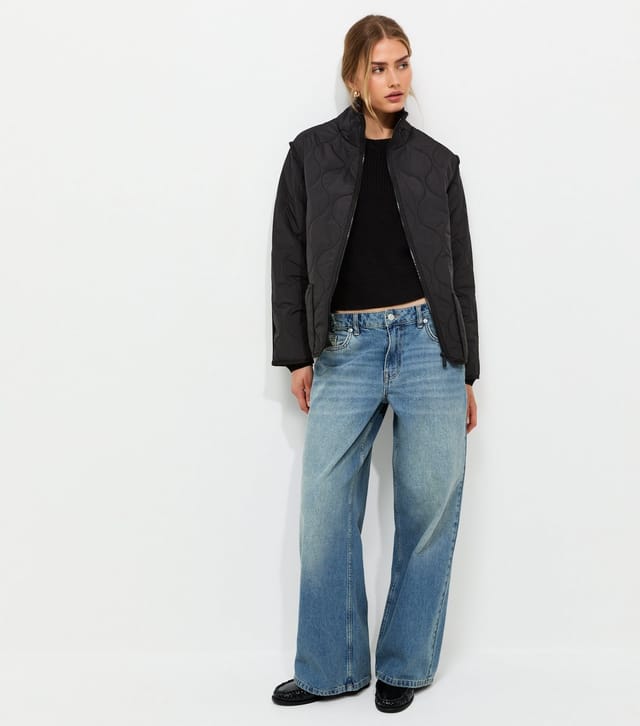 New Look Women's Black Quilted High Neck Jacket New Look - 3