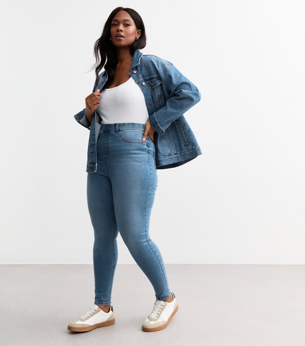 New Look Women's Plus Size Blue Mid Rise Lift & Shape Emilee Jeggings Curves New Look