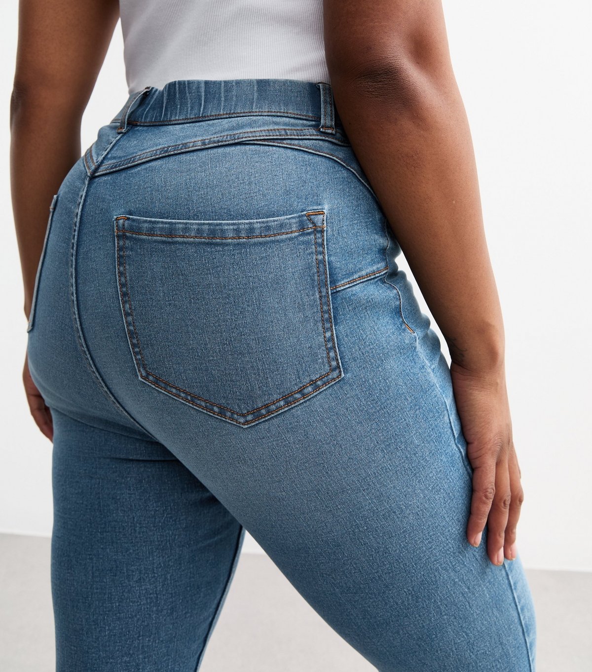 New Look Women's Plus Size Blue Mid Rise Lift & Shape Emilee Jeggings Curves New Look - 2