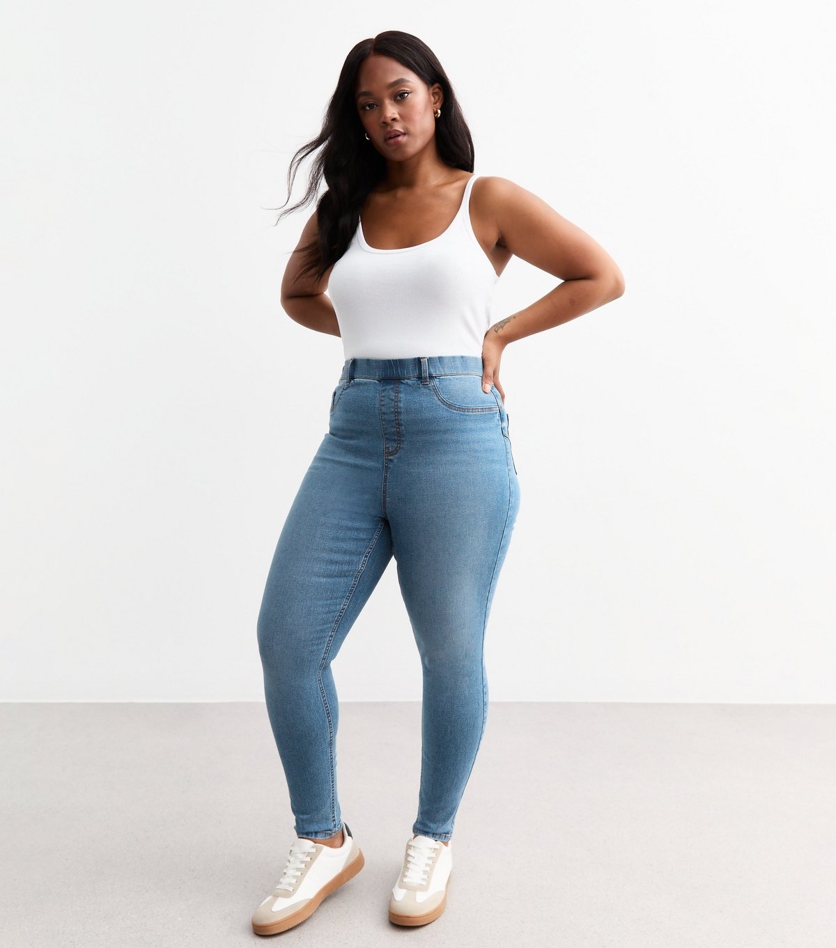 New Look Women's Plus Size Blue Mid Rise Lift & Shape Emilee Jeggings Curves New Look - 3