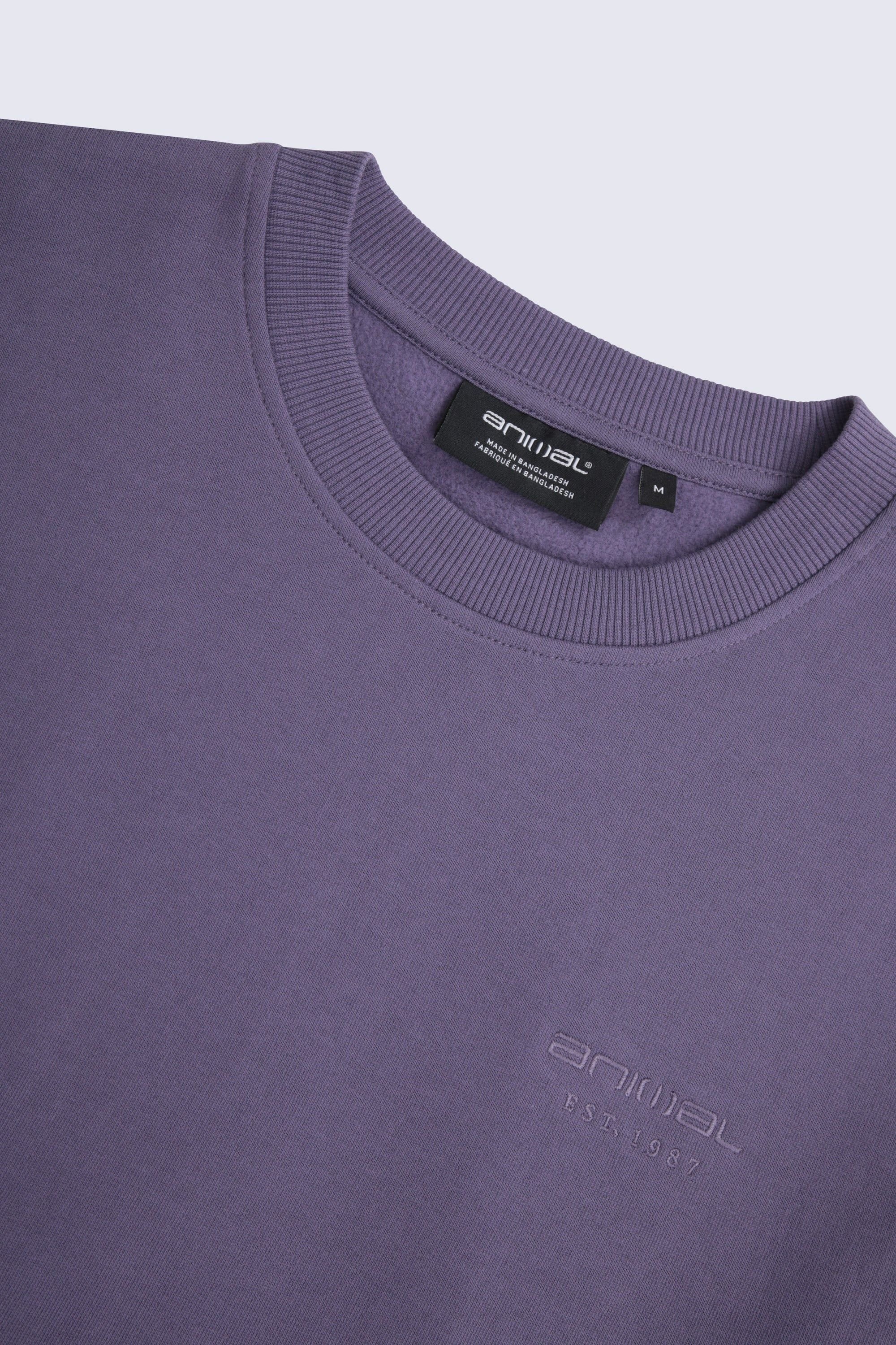 Animal Animal Men's 'Jonah' Ribbed Cuffs Cotton Drop Shoulder Sweatshirt in Purple - 3