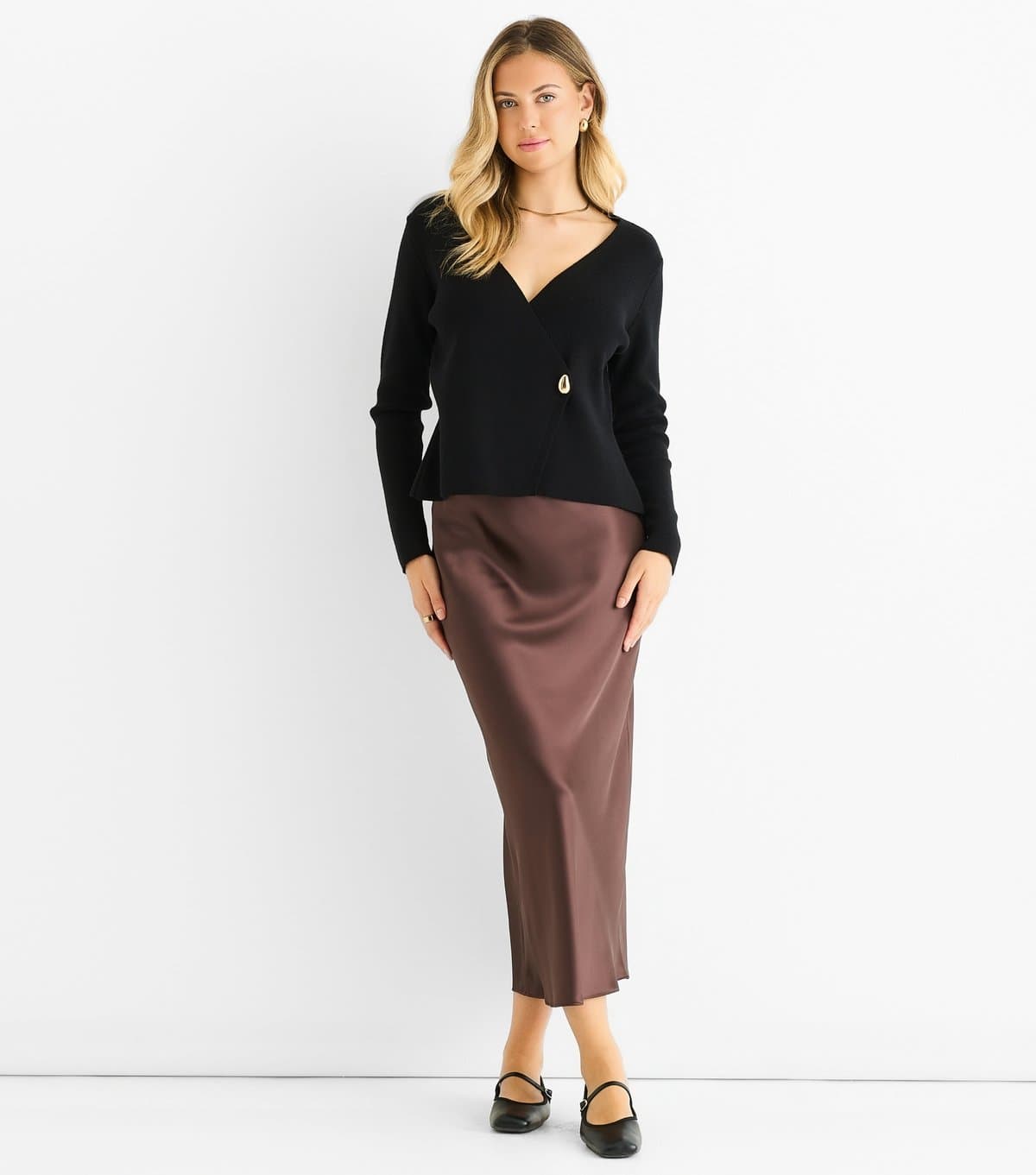 Gini London Women's Black Compact Knit Wrap Cardigan Gini London New Look