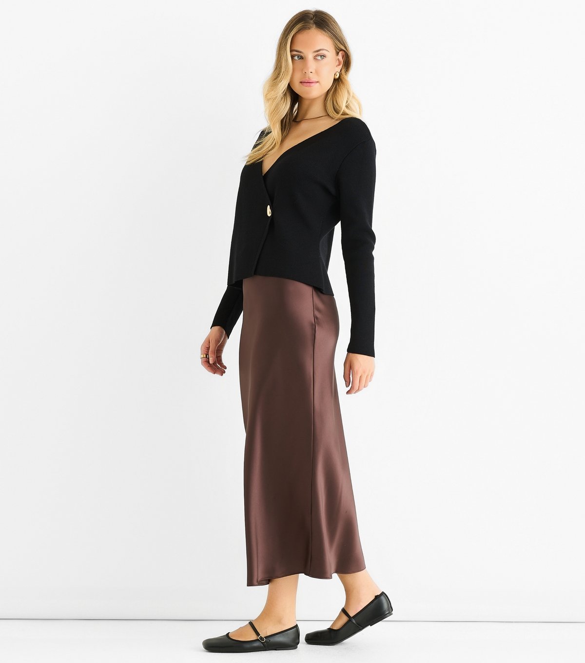 Gini London Women's Black Compact Knit Wrap Cardigan Gini London New Look - 3