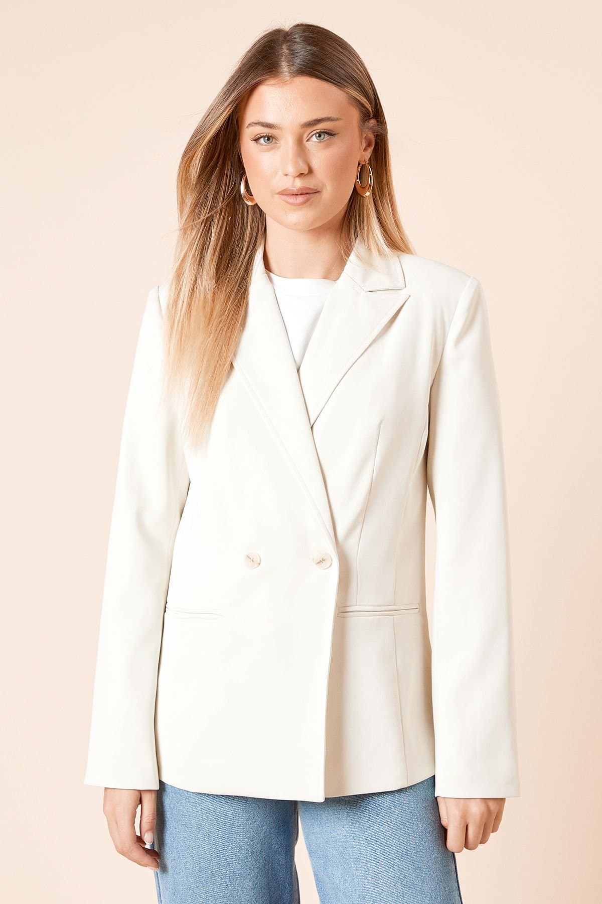 Dorothy Perkins Dorothy Perkins Women's Tailored Seam Front Detail Blazer in Ecru