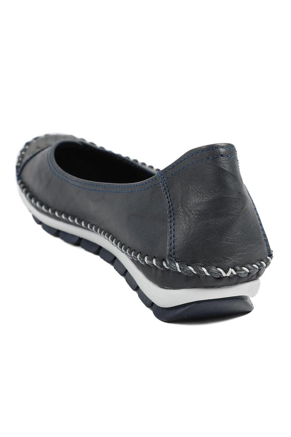 Pavers Pavers Women's Breathable All Leather Grippy Pumps in Navy - 3