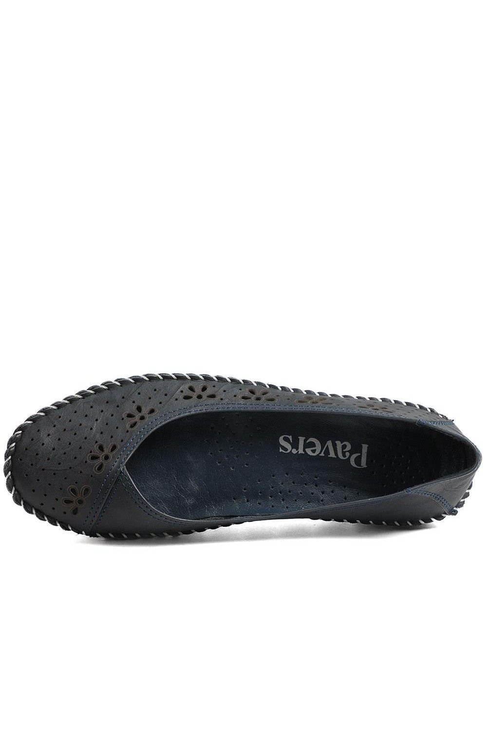 Pavers Pavers Women's Breathable All Leather Grippy Pumps in Navy - 4