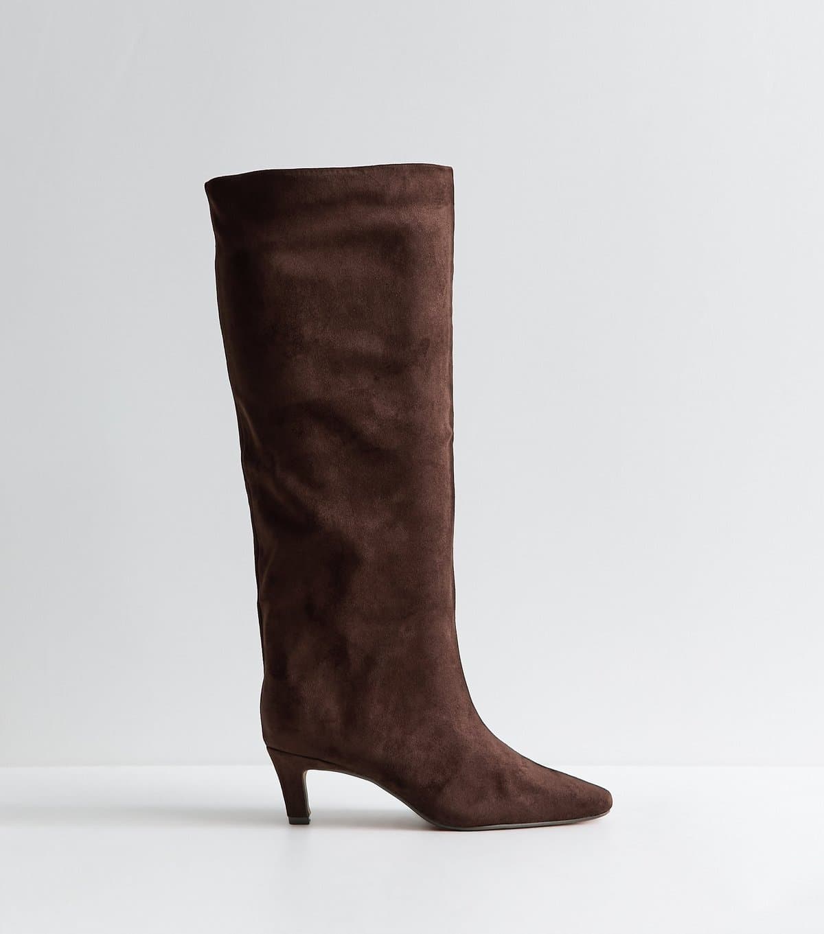 New Look Women's Dark Brown Faux Suede Slouchy Pointed Knee Boots New Look