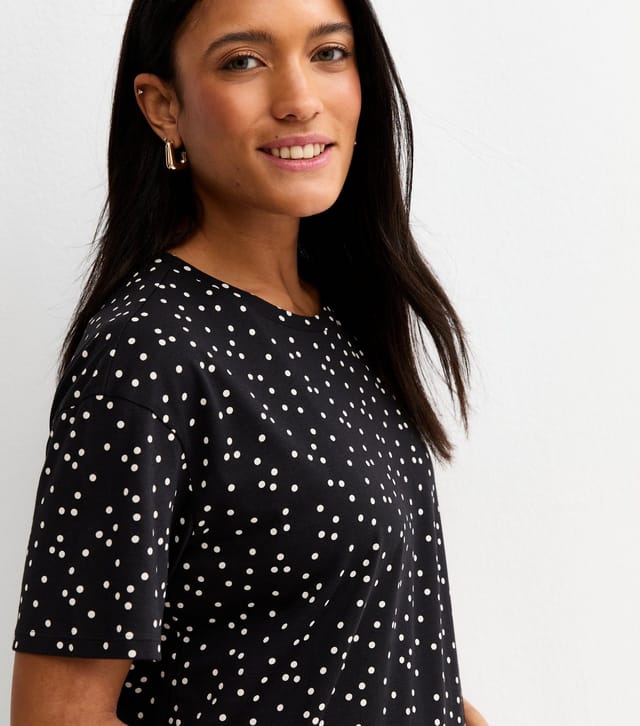 New Look Women's Maternity Black Cotton Spot Print T-Shirt New Look - 2