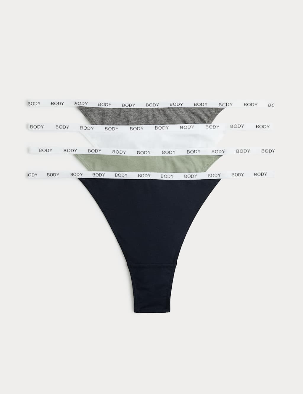 Marks & Spencer M&S Cotton Rich Tanga Thongs in Grey Mix