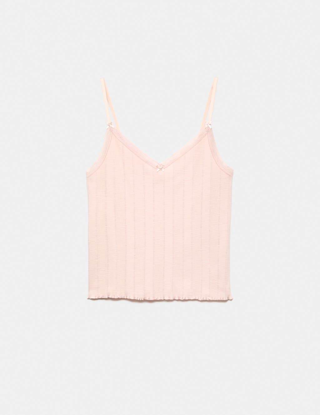 Marks & Spencer M&S Pink Shell Slub Cotton Cami Pyjama Top