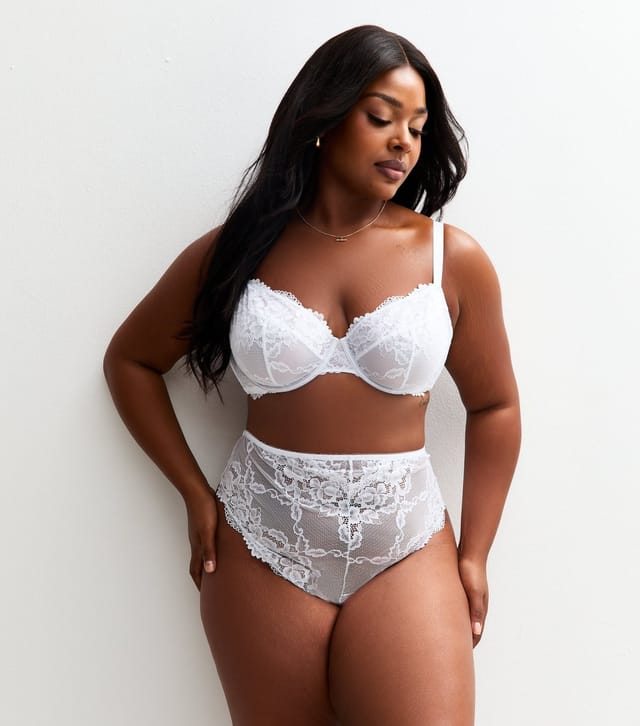 New Look Women's Plus Size White Lace Non Padded Bra Curves New Look - 3