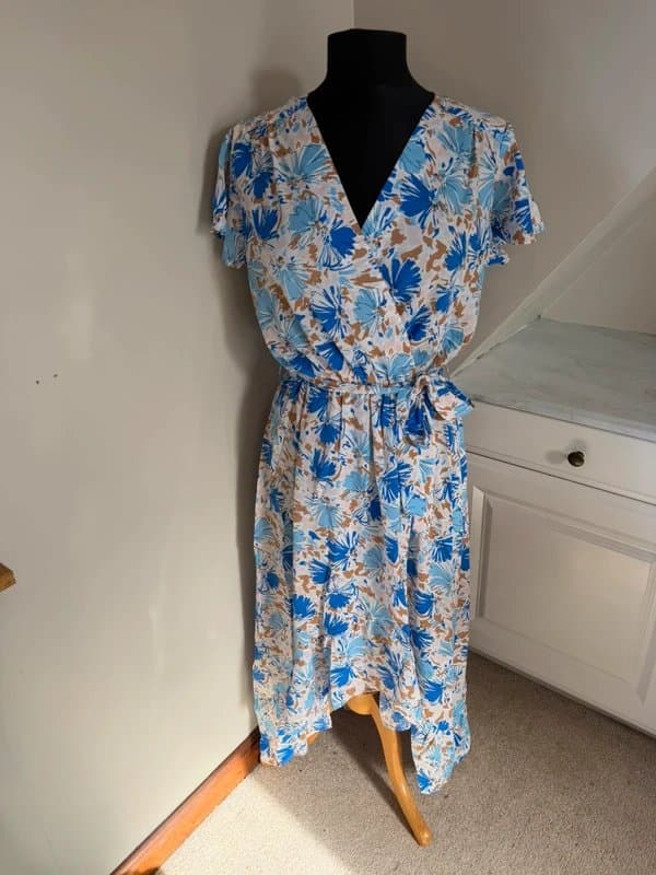 Maëlle Maelle Bohemian Floral Wrap Midi Dress with Tie Waist Summer Holiday Dress Size 8-14