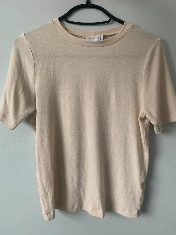 ASOS Cream Fine Knit Slim Fit T-Shirt