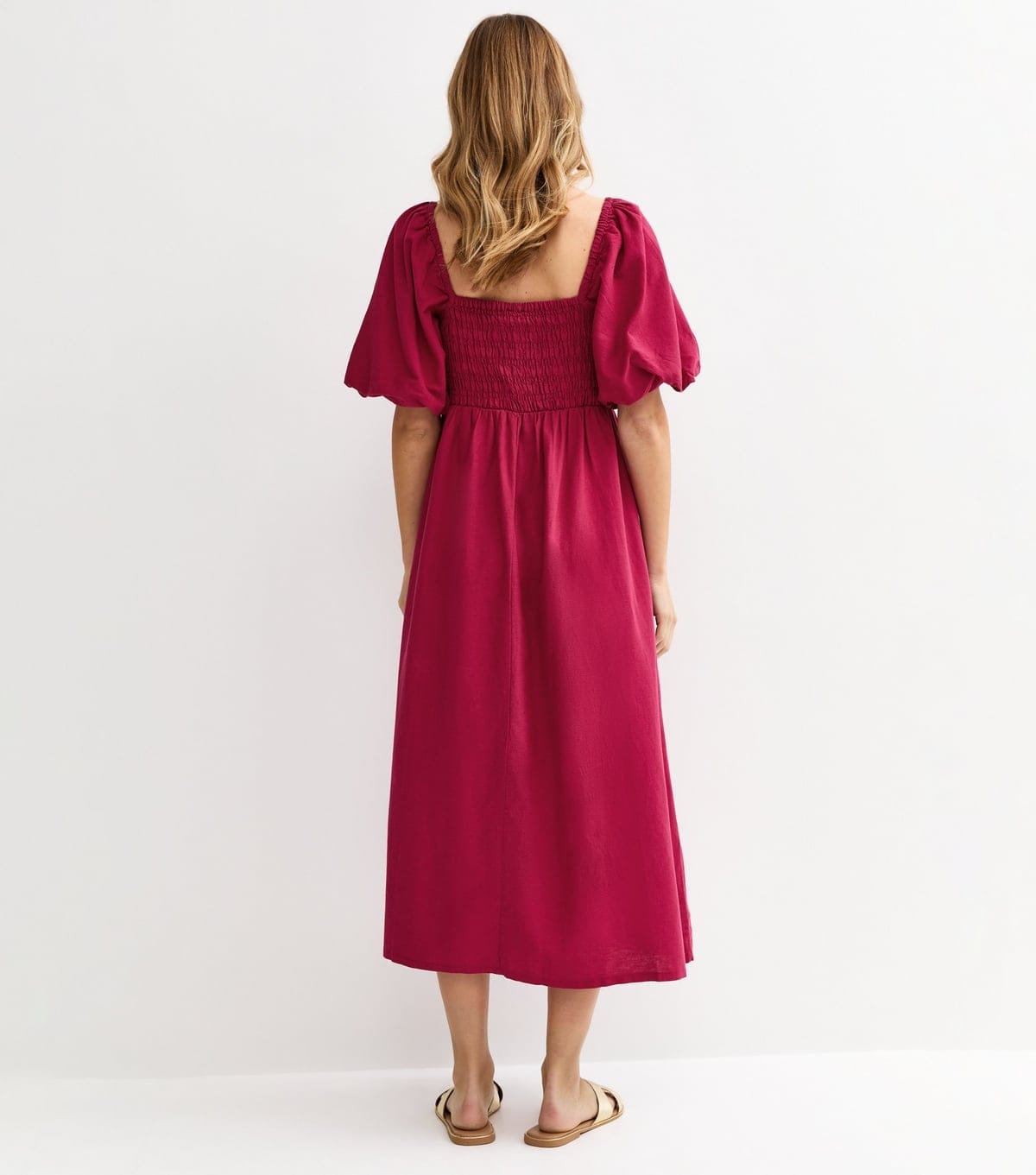 New Look Women's Light Burgundy Faux Button Milkmaid Midi Dress New Look - 4
