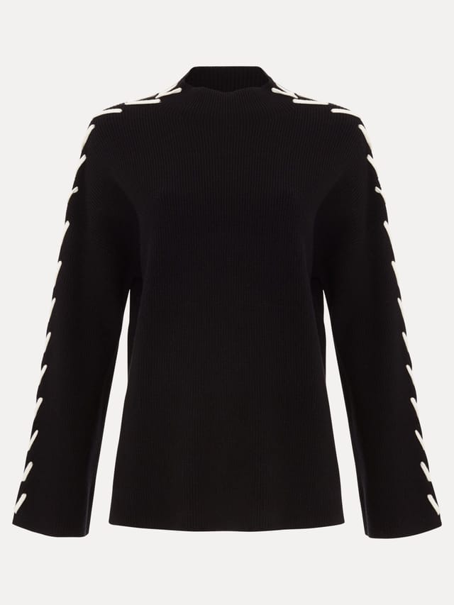 Phase Eight Phase Eight Women's Leia Stitch Sleeve Detail Jumper in Black - 2