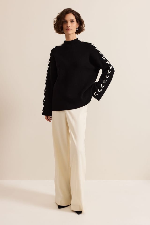 Phase Eight Phase Eight Women's Leia Stitch Sleeve Detail Jumper in Black - 3