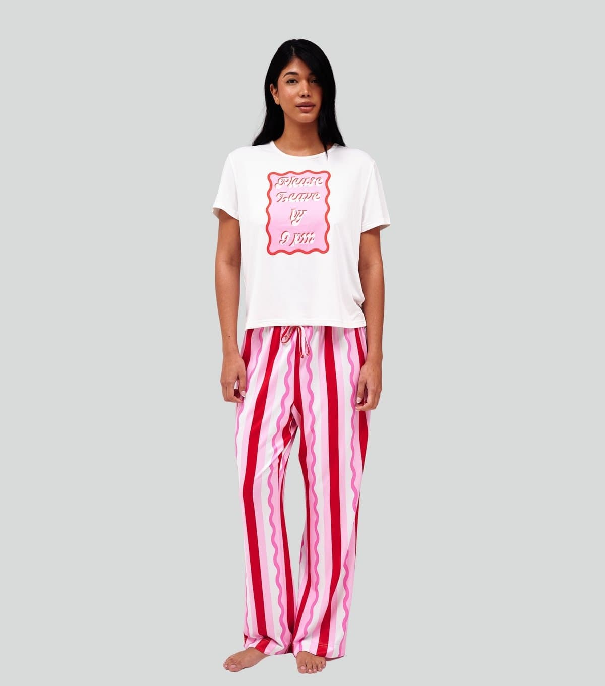 Loungeable Women's Pink Please Leave By 9PM Print T-Shirt Loungeable New Look