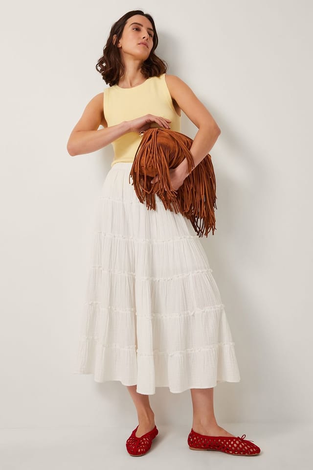 Monsoon Monsoon Women's Ginny Tiered Maxi Skirt Ivory - 3