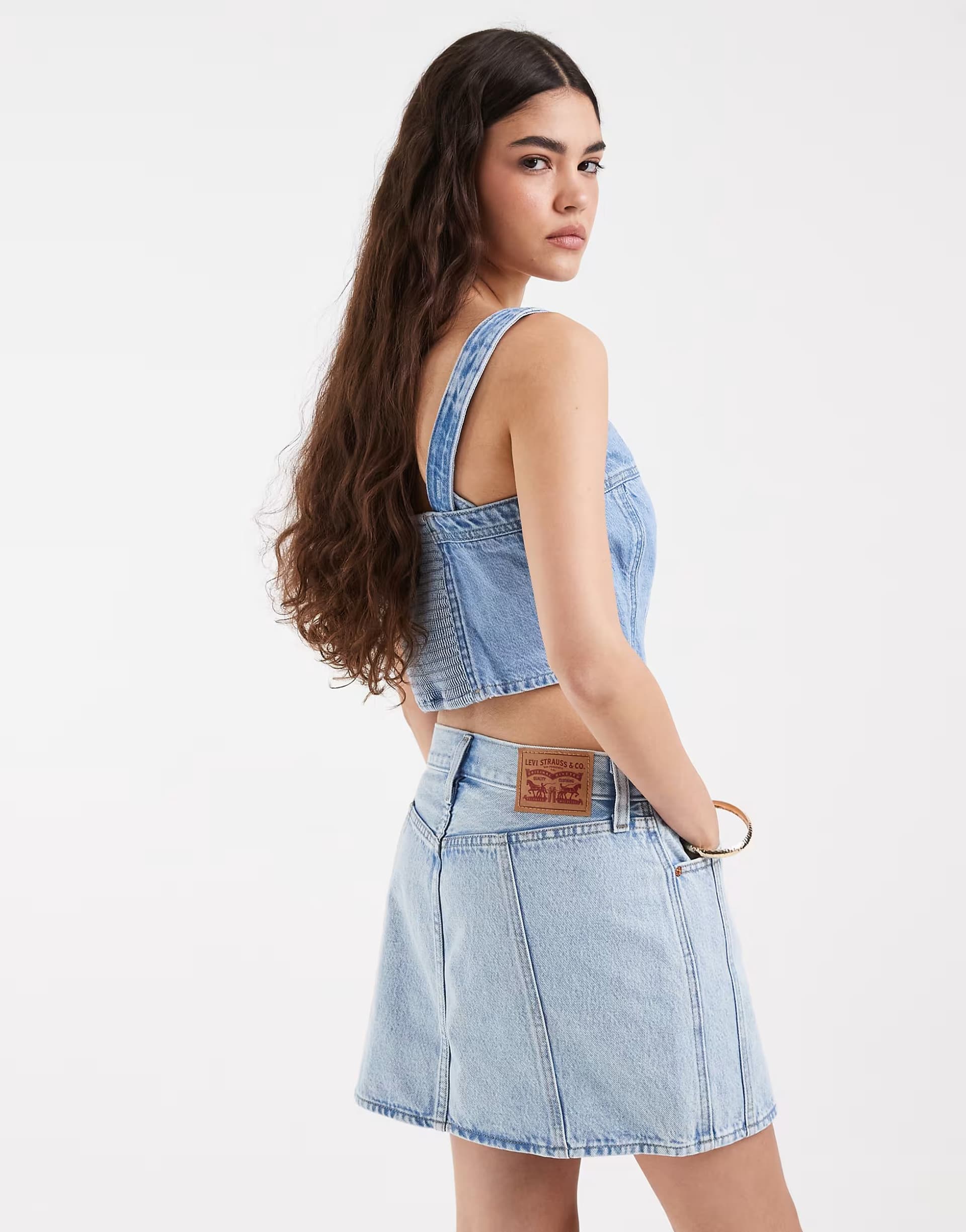 ASOS Levi's seamed icon skirt in light blue