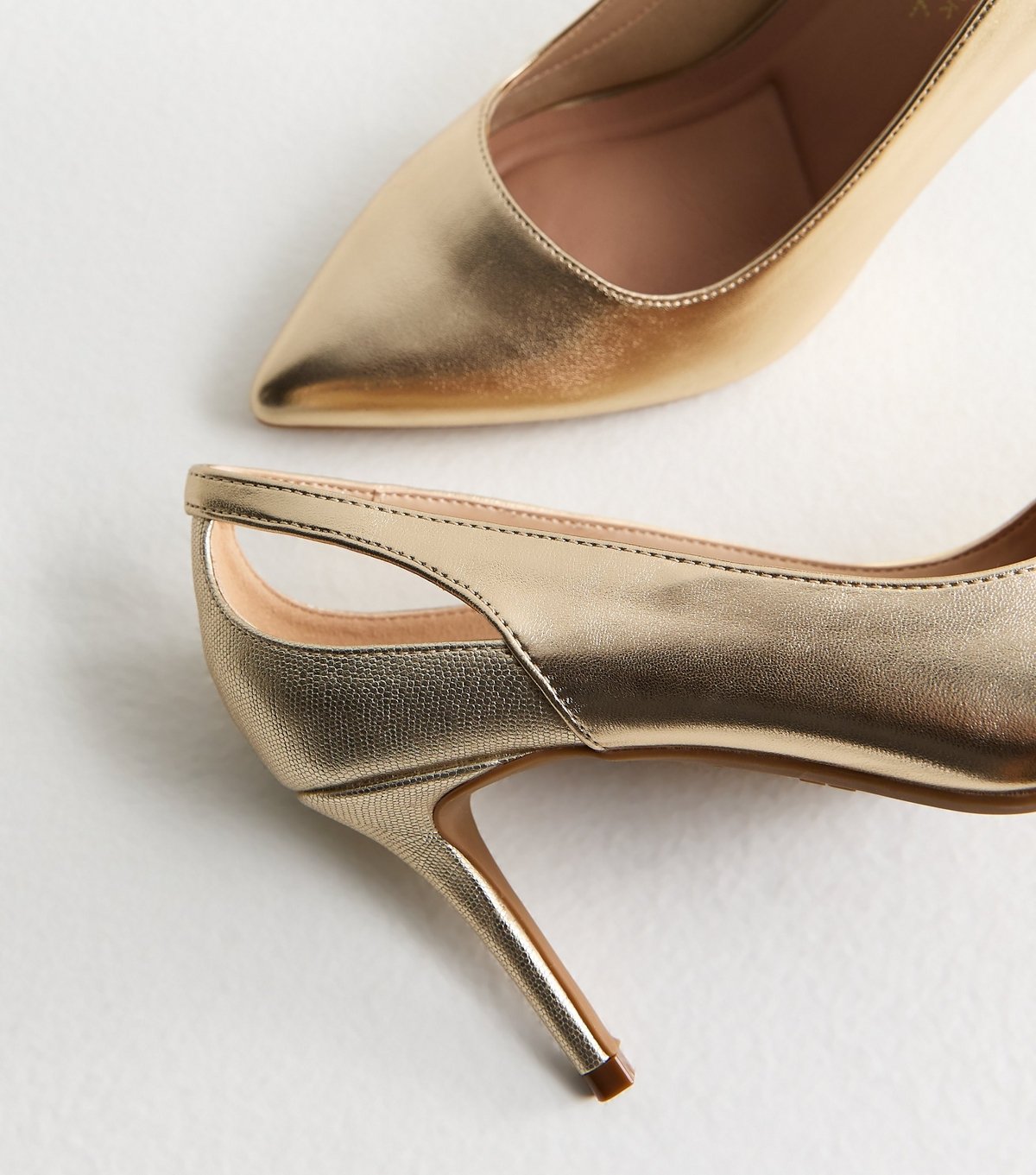 New Look Women's Wide Fit Gold Cut Out Stiletto Court Shoes Vegan New Look - 4