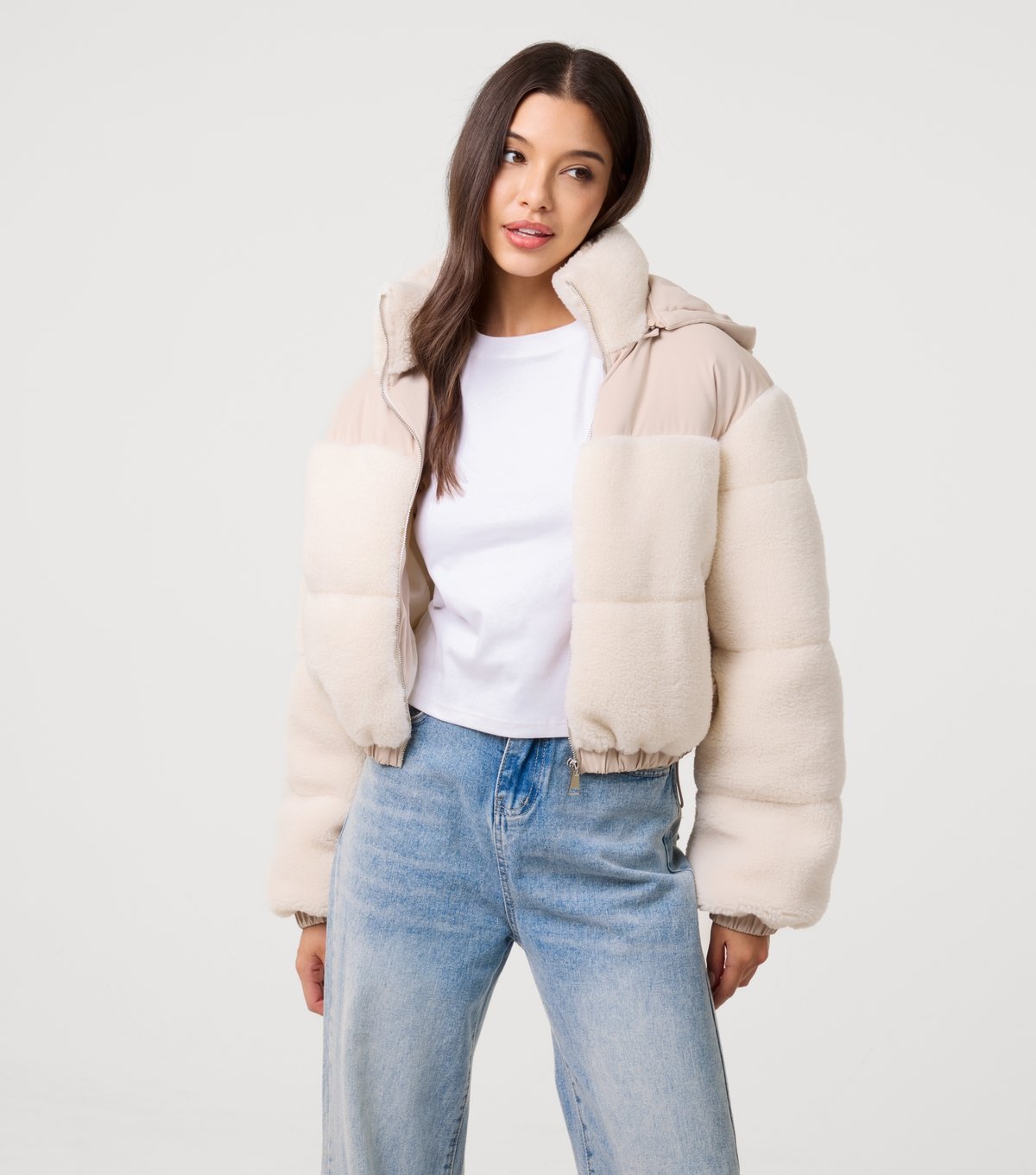 Pink Vanilla Women's Cream Tiered Hooded Coat Pink Vanilla New Look - 3