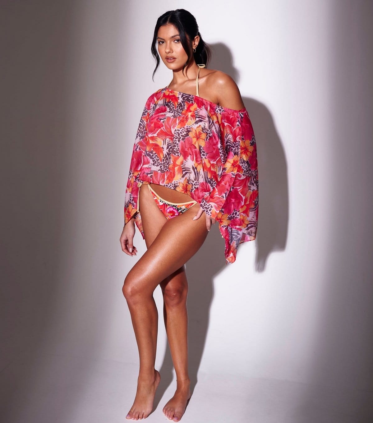 South Beach Women's Red Floral Beach Kaftan Cover Up South Beach New Look - 4