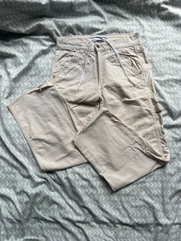 Bershka Bershka medium unisex carpenter jeans in beige