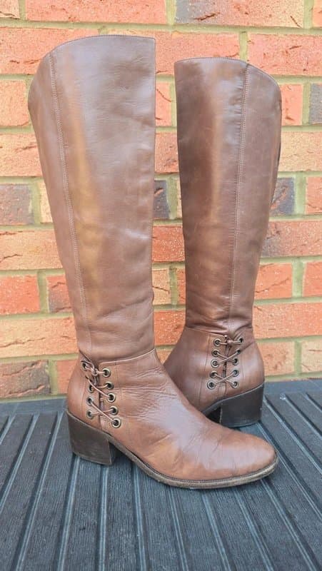 Made In Italy MC Berjen Made in Italy Genuine Leather Knee High Equestrian Riding Boots Brown UK 5.5