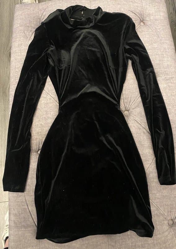 Bershka Bershka mini dress black size medium backless velvet