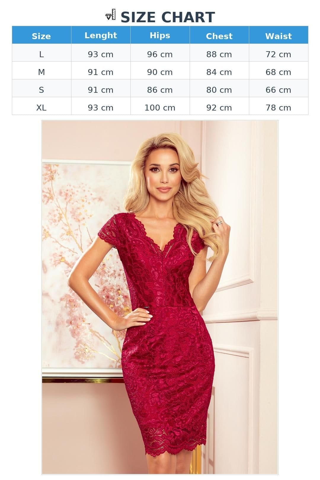 Love Lace Love Lace Women's Maroon Lace Evening Dress With Short Sleeves in Burgundy - 4