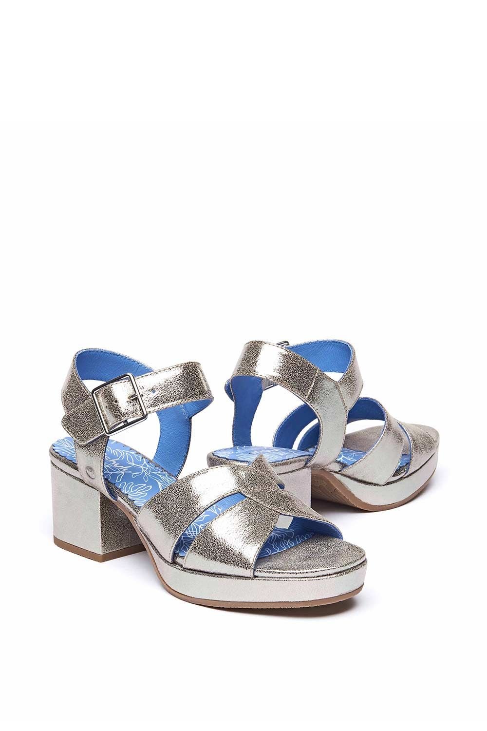 Moshulu Moshulu Women's 'Araniko' Chunky Heel Sandals in Metallic Silver - 2