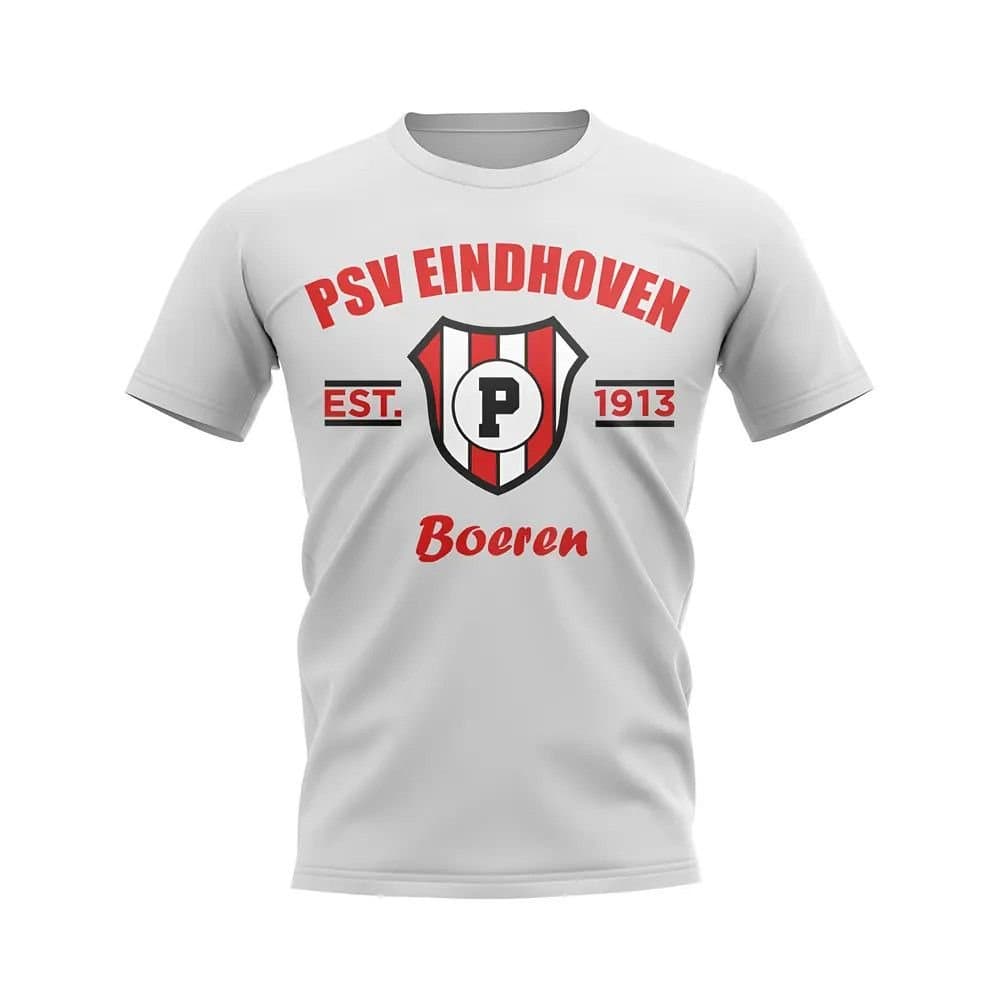 PSV Eindhoven PSV Eindhoven Men's Personalised Established Football T-Shirt in White