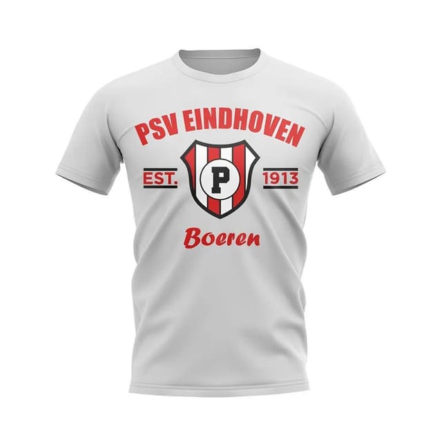 PSV Eindhoven PSV Eindhoven Men's Personalised Established Football T-Shirt in White - 2