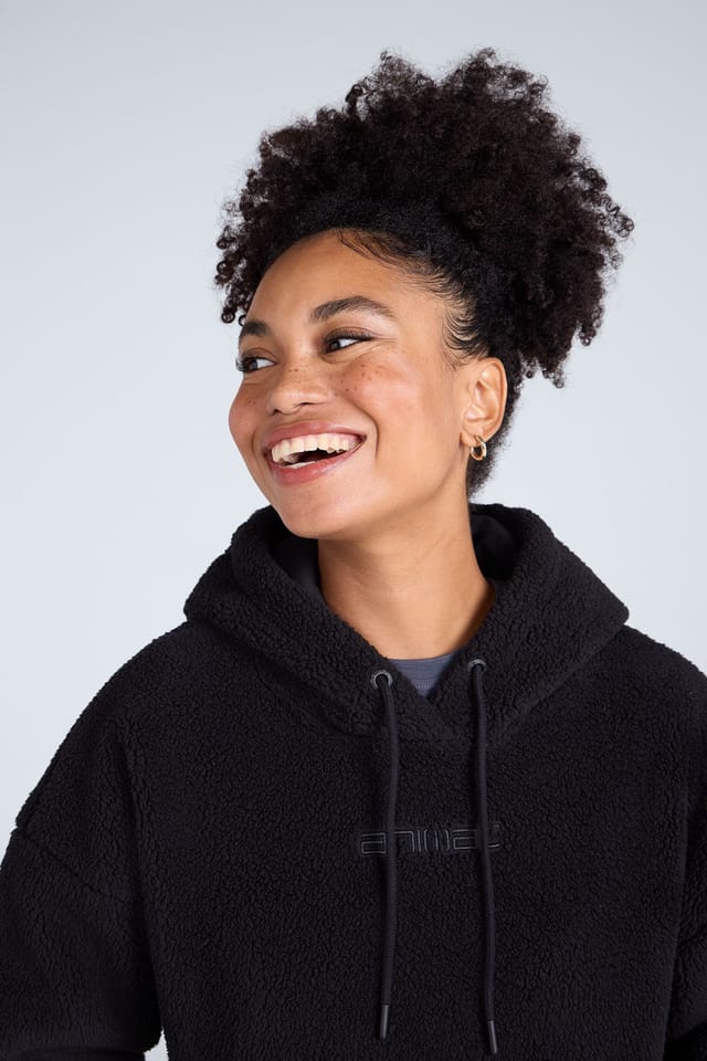 Animal Animal Women's Soft Lightweight Warm Comfortable Casual Cosy Pullover Fleece Hoodie in Black - 3