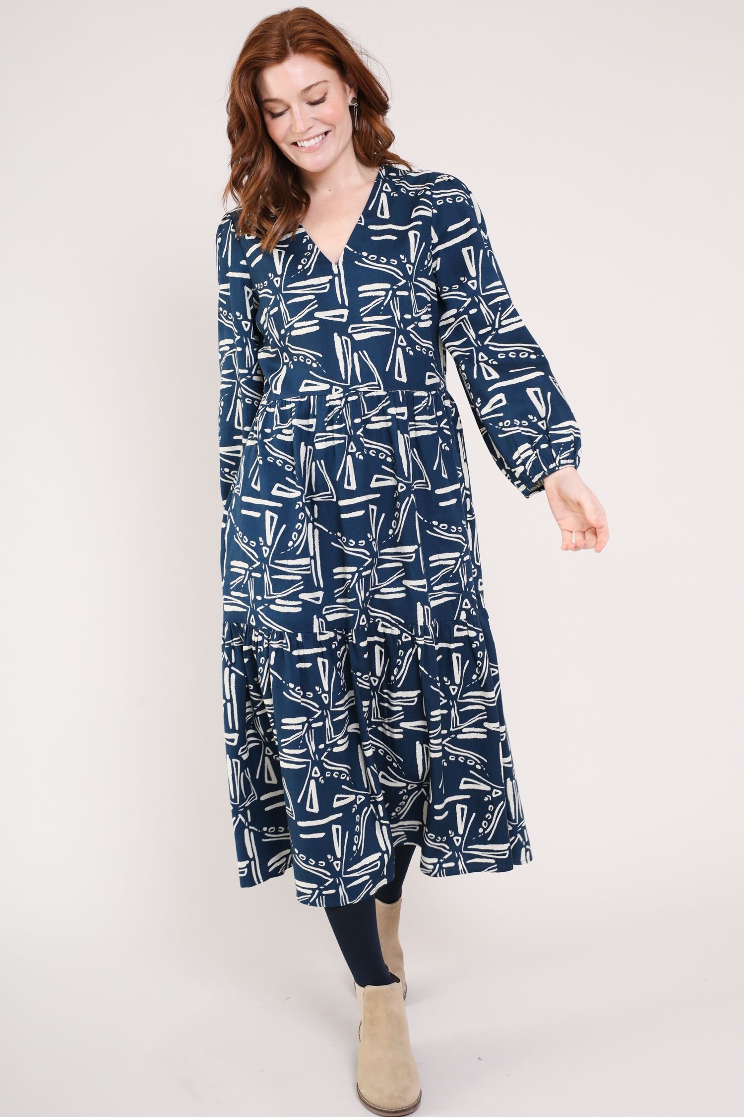 Nomads Clothing Nomads Clothing Women's Viscose Tiered Dress in Dark Navy - 2