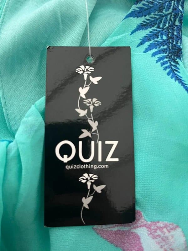 Quiz QUIZ Maxi Dress Size 2XL 20 Turquoise Floral Chiffon Womens NEW EU48 RRP £30