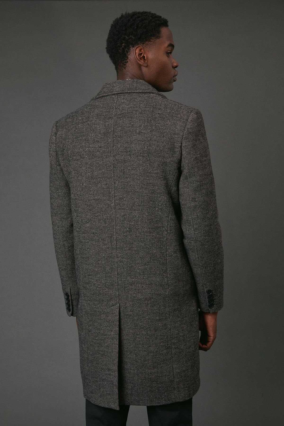 Maine Maine Men's Dark Brown Textured Wool Blend Epsom Coat - 3