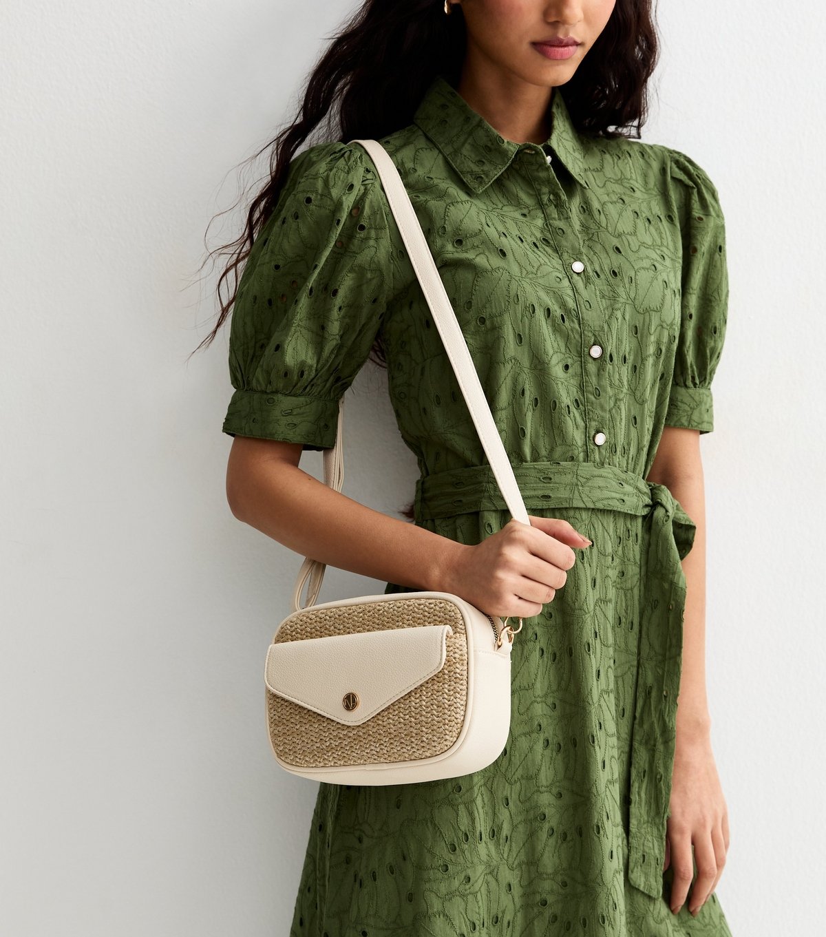 New Look Cream Raffia Pocket Front Crossbody Bag New Look - 2