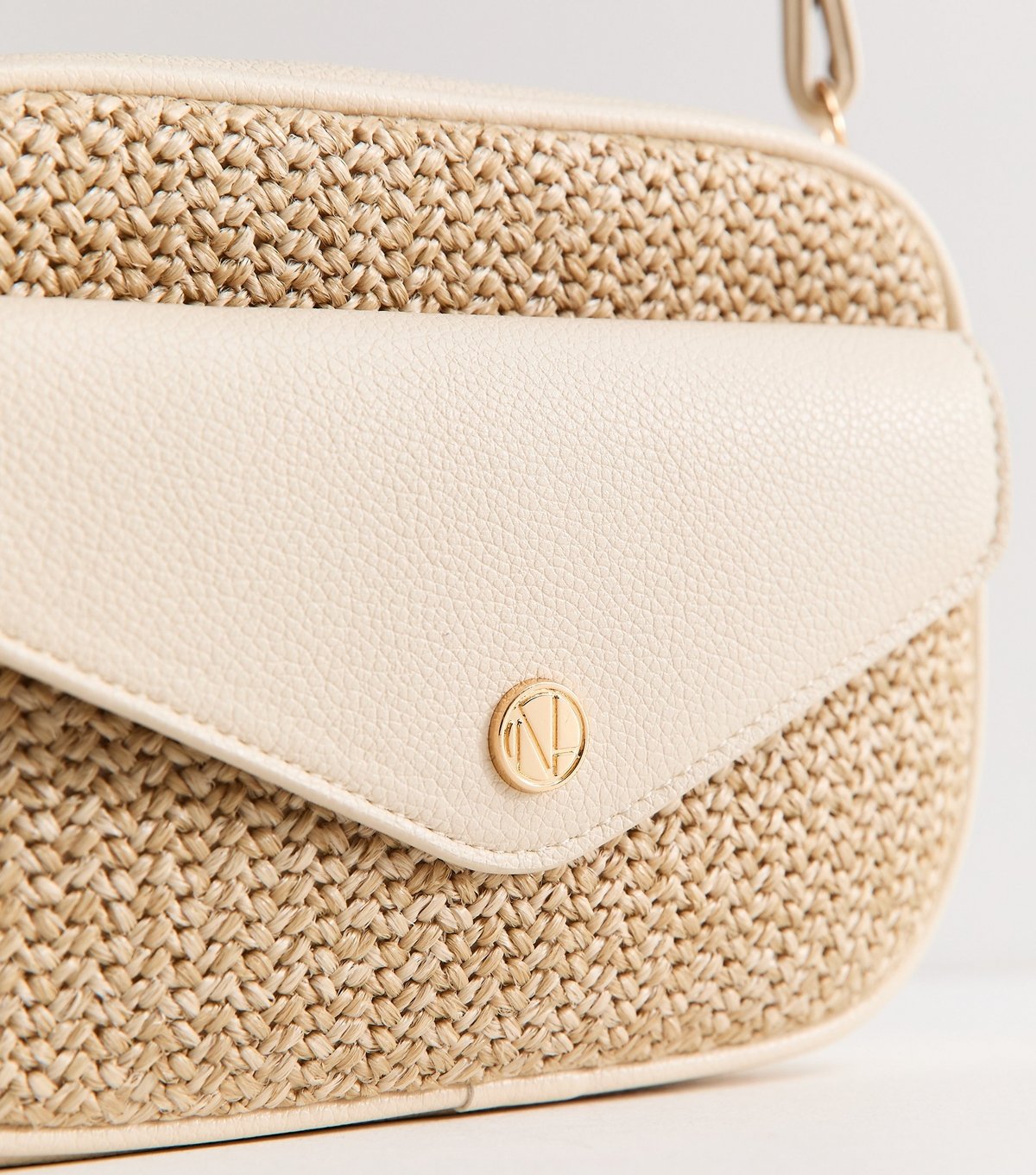 New Look Cream Raffia Pocket Front Crossbody Bag New Look - 3