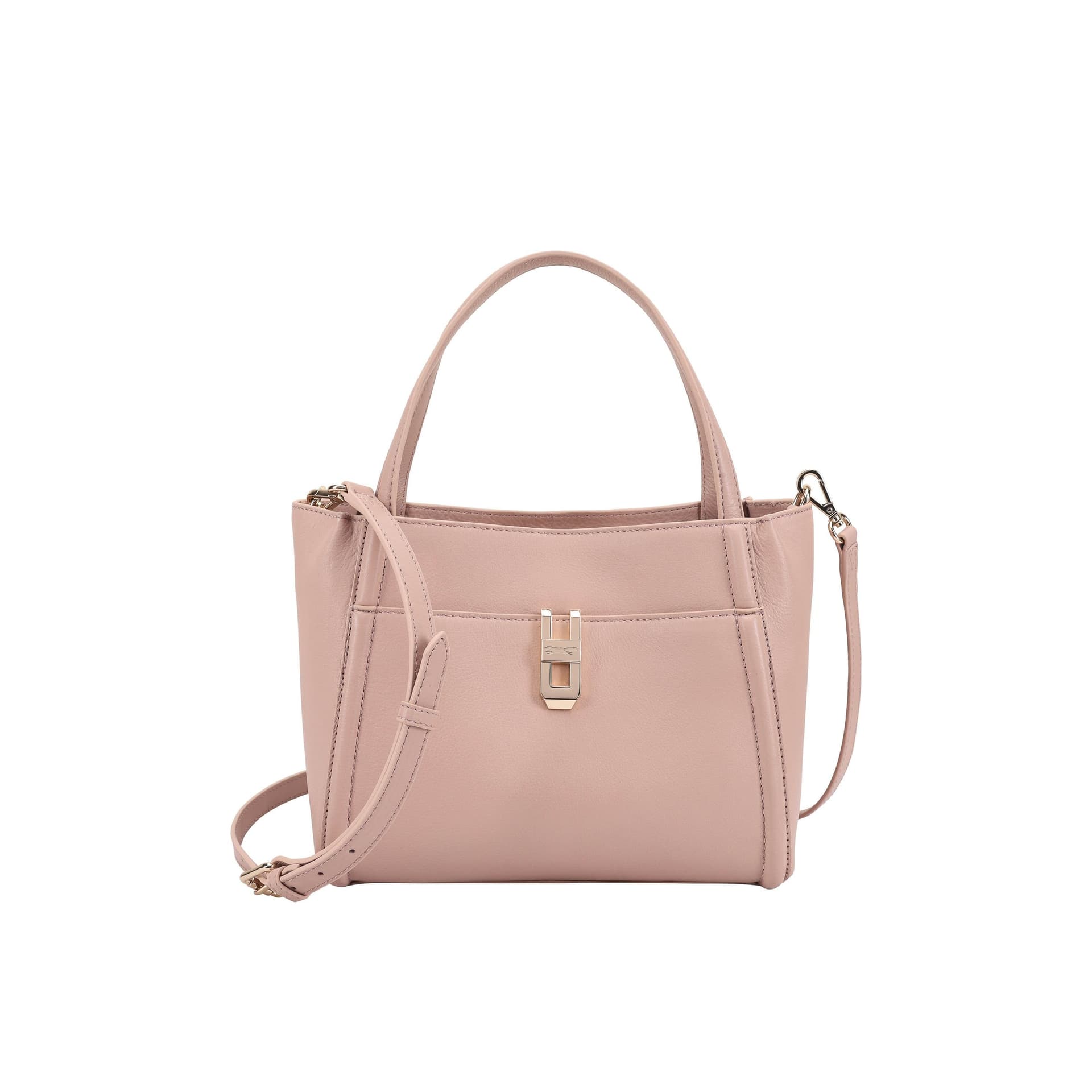 Paul Costelloe Paul Costelloe Women's Madeline Leather Multiway Grab Bag in Dusty Pink